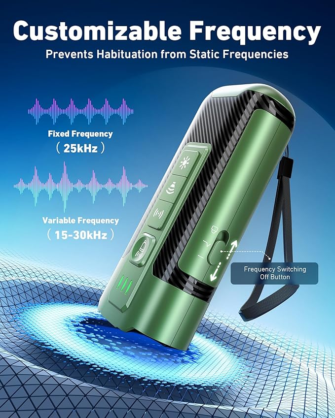 Dog Bark Deterrent Devices-Ultrasonic Anti Barking Device with 50ft Range, Rechargeable No Barking for Own or Neighbor's Dogs, Portable Safe for Pets/Humans, Green