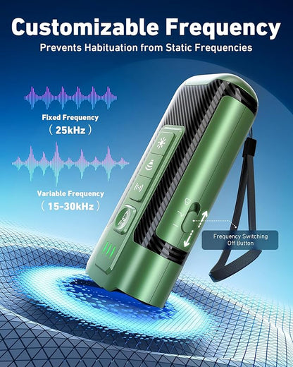 Dog Bark Deterrent Devices-Ultrasonic Anti Barking Device with 50ft Range, Rechargeable No Barking for Own or Neighbor's Dogs, Portable Safe for Pets/Humans, Green