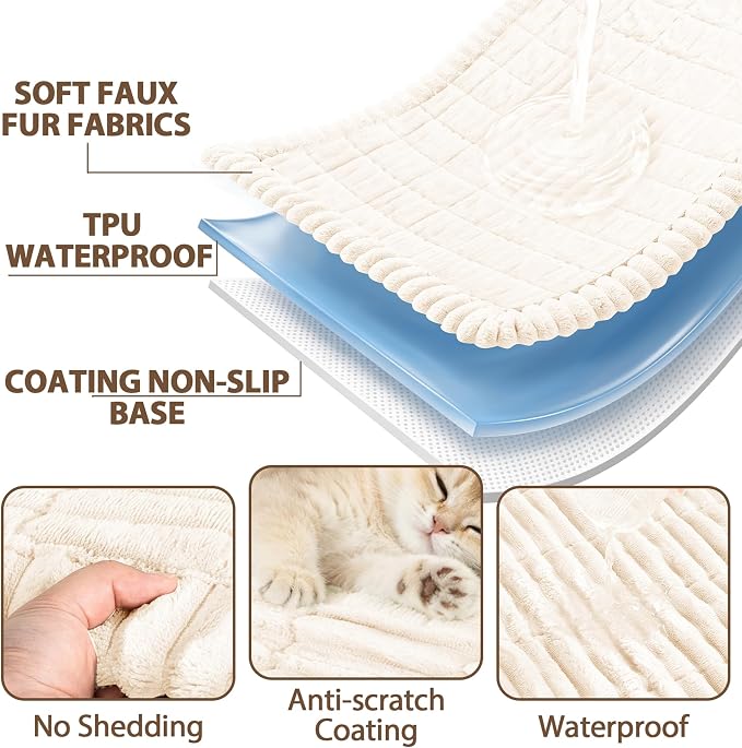 FUANGUI Waterproof Armrest Couch Cover for Dogs,27.6" x 27.8", Beige | Non-Slip Backrest Cover Recliner Chair Protector, Fuzz Soft Armchair Armrest Cover Washable Couch Covers Sofa Pet Friendly