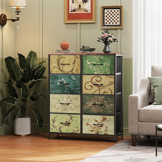 WLIVE Tall Fabric Dresser with 8 Drawers, Storage Tower with Fabric Bins