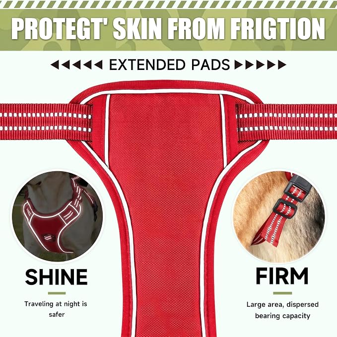 Service Dog Tactical Vest Harness and Leash Set Large Sized Dog Emotional Support- Tactical Dog Harness Training Collar with Name (Red, S)