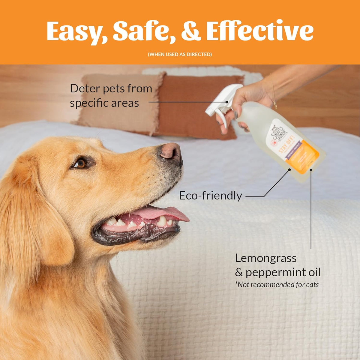 SKOUT'S HONOR Stay Off! Training Aid for Dogs - Natural Lemongrass & Peppermint Oils - Eco-Friendly Training Aid, Alcohol-Free, Naturally Deters, 28 oz