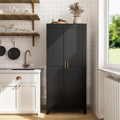 COFaR 61" Tall Pantry Cabinet in Black, Modern Storage Cabinet