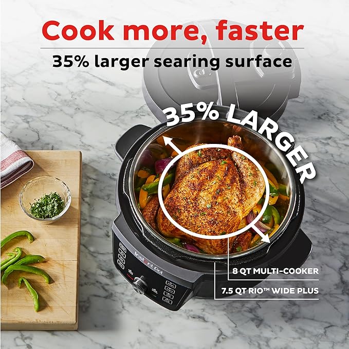 Instant Pot RIO Wide Plus, 9-in-1 Electric Pressure Cooker, 35% Larger Cooking