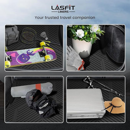LASFIT Cargo Mats for Dodge Challenger 2011 2012 2013 2014 2015 2016 2017 2018 2019 2020 2021 2022 2023, All Weather TPE Custom Fit Trunk Mats Cargo Liners, Black