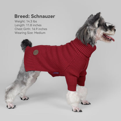 cyeollo 4XL Dog Sweater,Knitwear Turtleneck Pullover Sweaters Fall Winter Dog Clothes Sweaters for Large Dogs Female, Burgundy Red XXXXL