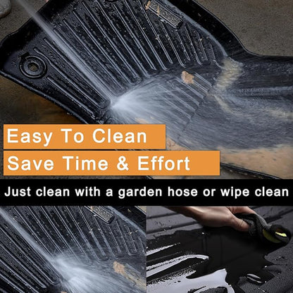 Floor Mats for 2007-2024 2025 Ford Econoline/E-Series E150/E250/E350/E450, TPE All Weather Carpet Rug Protection Front Row Heavy Duty Van Floor Liners Accessories