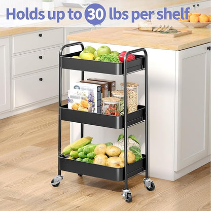 TOOLF 3-Tier Metal Rolling Cart