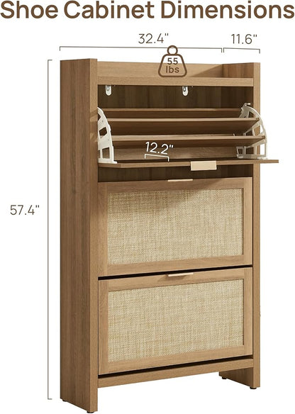 SICOTAS Rattan Shoe Storage Cabinet