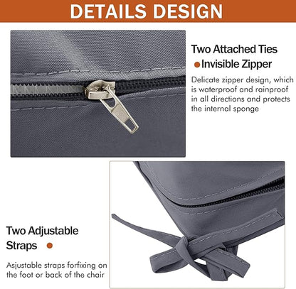 4 Pack Outdoor Chair Cushions 19 x 19 Inch Waterproof Patio Chair Cushions with Tie 5 Year Color Fastness Thick Outdoor Seat Cushion for Garden Lawn Patio Furniture Dark Grey