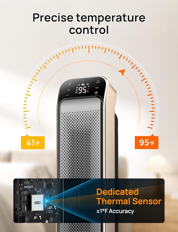 DREO Space Heater Indoor, 3 Modes, Overheating & Tip-Over Protection, Electric