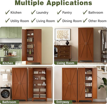 COFaR 5 Tier Metal Kitchen Storage Cabinets, Farmhouse Tall Cabinet