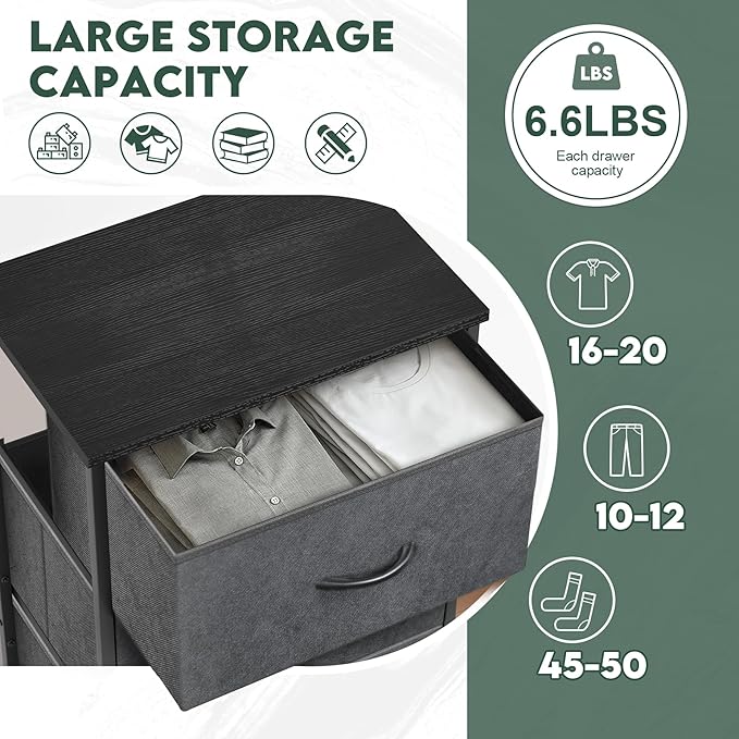 4 Fabric Drawer Dresser for Bedroom, Chest of Drawers