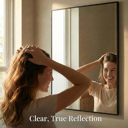 40"x30" Black Bathroom Mirror for Wall, Metal Framed Vanity Mirror Over Sink
