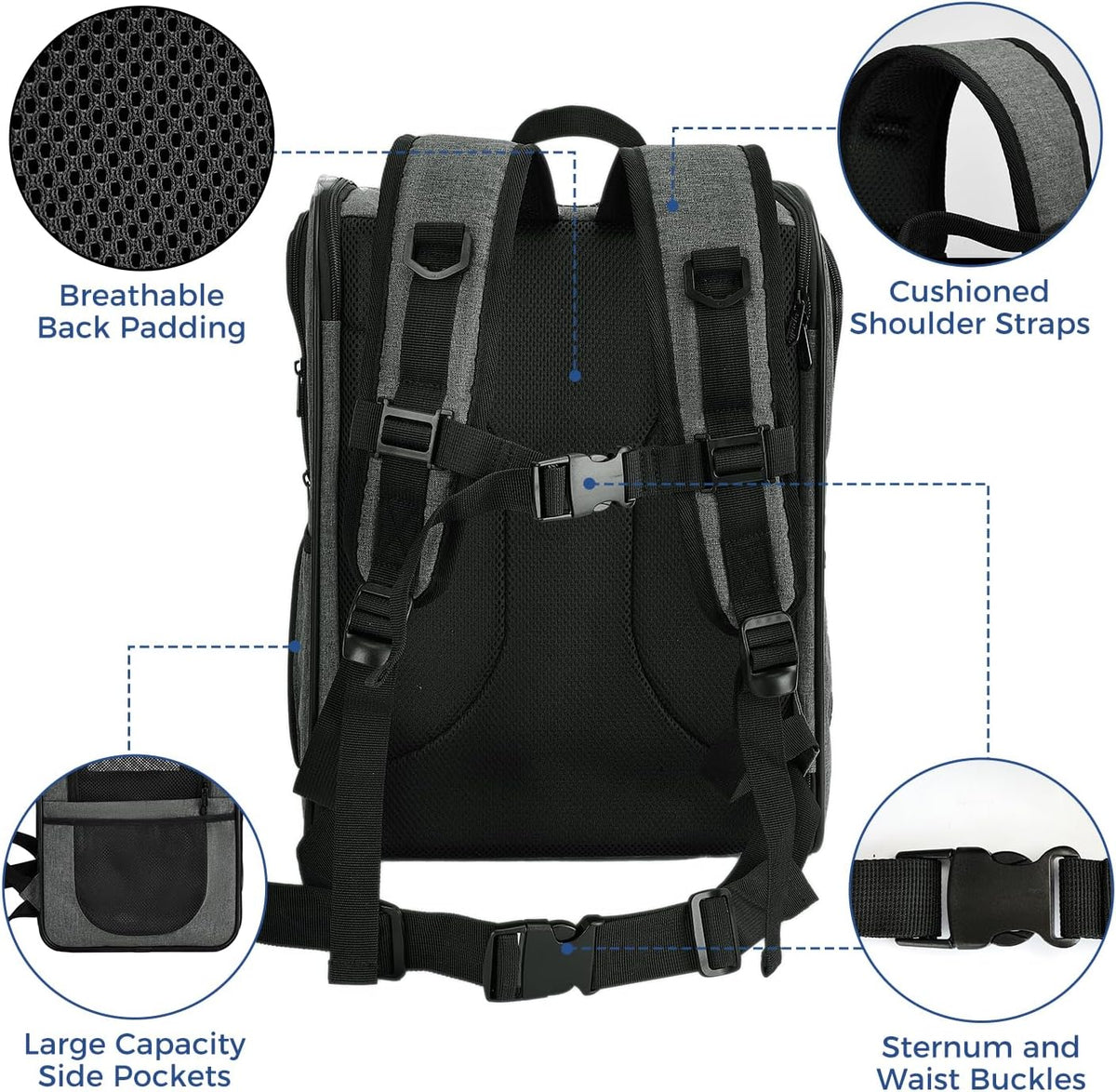 Apollo Walker Pet Carrier Backpack for 4-15lb Cats and Dogs, Puppies, Safety Features and Cushion Back Support | for Travel, Hiking, Outdoor Use (Gray)