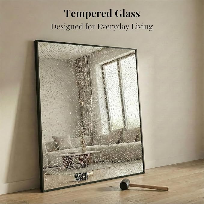 30"x36" Black Bathroom Mirror, Matte Metal Framed Vanity Mirror