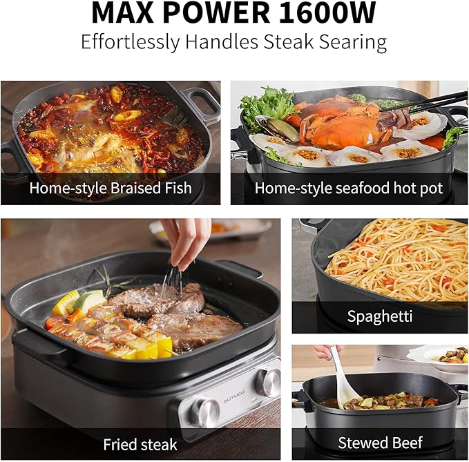 6-Quart Electric Skillet with Grill | Non-Stick PFOA-Free Ceramic-Coated Pot