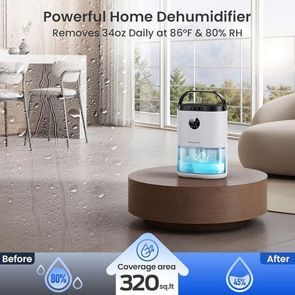 Dehumidifier for Home, 68 OZ Water Tank Dehumidifiers for Bathroom, Living room
