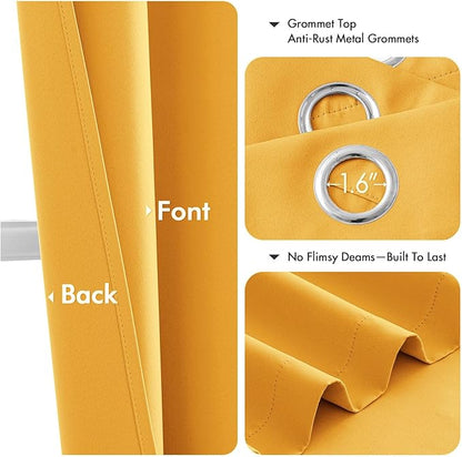 MIULEE Yellow Blackout Curtains