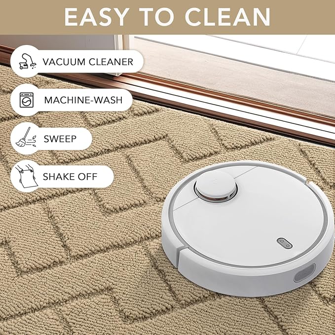 hicorfe Front Door Mat Outside Entrance,20"x31.5" Absorbent Muddy Dirt Resist Welcome Door Mats Outdoor Indoor,Stain and Fade Resistant,Non Slip Backing Entry Mat Doormat for Entryway(Beige)
