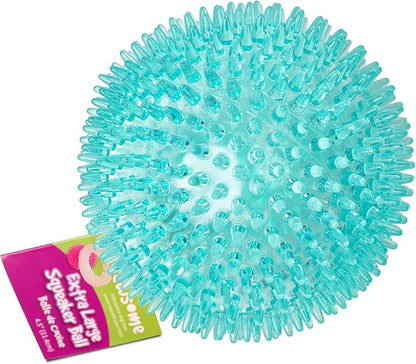 Gnawsome™ 4.5” Spiky Squeaker Ball Dog Toy - Extra Large, Cleans Teeth and Promotes Good Dental and Gum Health for Your Pet, Colors will vary, 4.5"