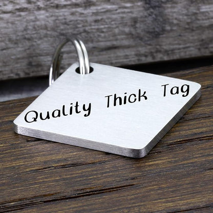 Ultra Joys Cat ID Tag Personalized Pet Tags, Durable Stainless Steel Small Pet Mini Dog Cat Tag Lightweight -Diamond Tag in Silver