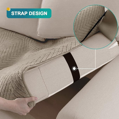 Turquoize Waterproof Couch Cover for Dogs Fuzzy Pet Couch Covers for Sofa Thick Dog Bed Cover Non-Slip Sofa Covers for 3 Cushion Couch Protector Slipcover Pet Friendly (Khaki, 36" x 84")