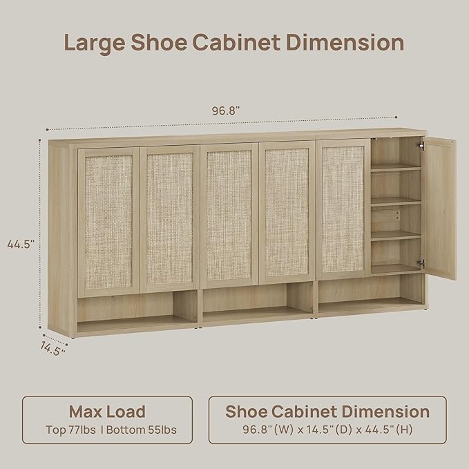 SICOTAS Rattan Shoe Storage Cabinet