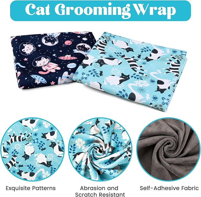 27.6" Cat Grooming Wrap, Cat Wrap for Cutting Nails, Anti-Scratch, Anti-Escape Calming Packaging, Cat Swaddle Wrap, X-Large