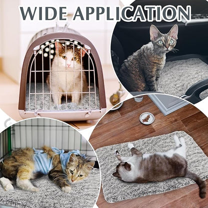 4 Pack Self Warming Cat Pads Self Heating Cat Mat Washable Homeless Dogs Thermal Pads Kennel Pad Reflects Body Heat Warm Crate Bed Mat for Indoor Outdoor Pet(Gray,22 x 35 Inch)
