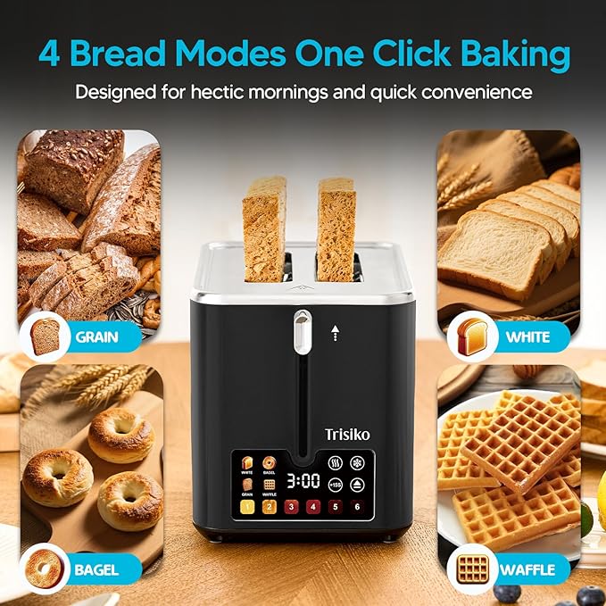 Trisiko® Touch Screen Toaster 2 Slice, Smart Toaster