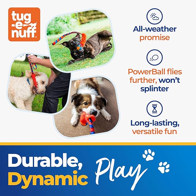 Tug-E-Nuff Fauxtastic PowerBall Bungee, Durable, Faux-Fur Fetch & Tug of War Dog Toy with Rubber Ball, Interactive Dog Tug Toys for Training Small, Medium, Large Dogs, 25 in, Green Pattern