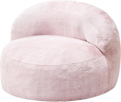 Hobestluk Bean Bag Chair Giant Bean Bag Chairs for Adults Big Bean Bag Chair with Memory Foam Filler Adults Large Beanbag with Faux Fur Cover for Bedroom (Plush Pink,Oversize)