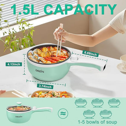 Dezin Hot Pot Electric with Steamer Upgraded, Non-Stick Sauté Pan, Rapid