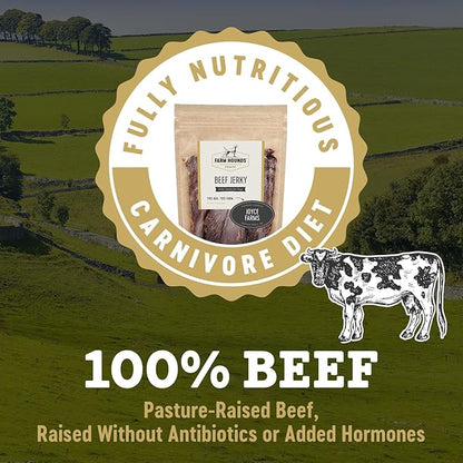 Farm Hounds - Beef Jerky - Premium Natural Jerky for Dogs - 100% Humanely Raised Cattle - Break-to-Size - Great for Training & Treats - No Fillers - Made in USA - 3.5 oz - 2 Pack