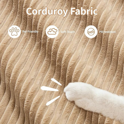 80" Modern Corduroy Boneless Love Seat Couches, 2 Seater Large Sectional Couches for Living Room, Camel Cloud Modular Sectional Sofa, Memory Foam, Extra Deep Loveseat, No Assembly