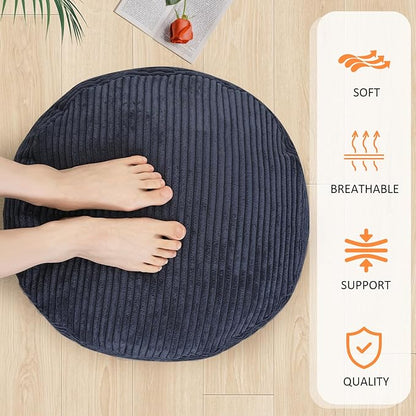 Yueyocici Pouf Ottoman Stuffed Round Modern Foam Filled Foot Rest Poufs for Living Room Chair Decorative 20 X 15 Inches Fluffy Pouf Foot Stool Storage Ottoman, Navy Blue