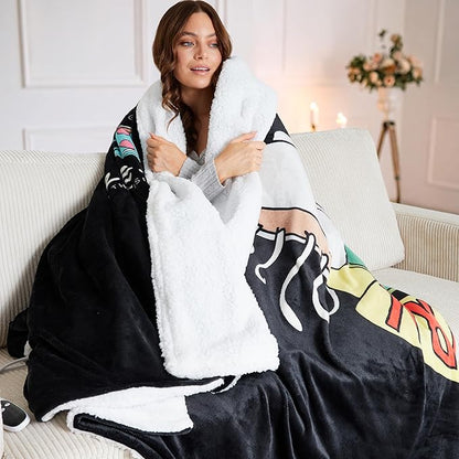 Friends TV Show Heated Blanket Electric, King Size Luxurious Fleece Weighted