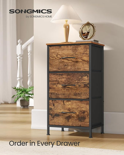 SONGMICS Dresser for Bedroom, Chest of Drawers, 3 Non-Woven Fabric Drawers