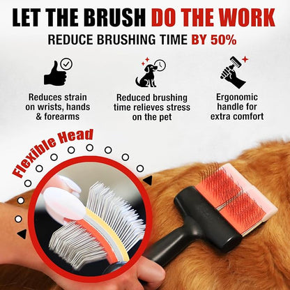 FlexIt Home - Flexible Slicker Brush for Dogs (Single, Soft Flex) | Dog Grooming Brush for Poodles, Golden Doodles, Huskies, Retrievers, and Labradoodles | 3-in-1 System & Video Trainings