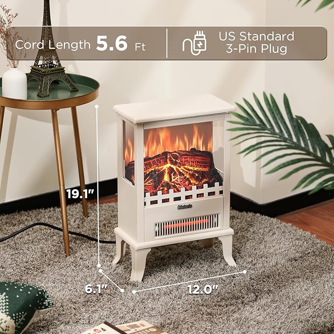 TURBRO Suburbs TS17Q Infrared Electric Fireplace Stove, Realistic Flame