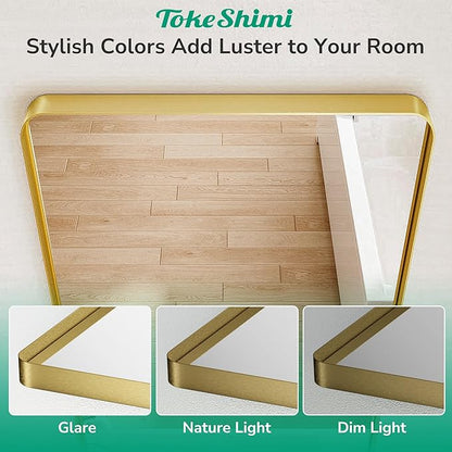 TokeShimi 30 x 30 Gold Bathroom Mirror, Rectangle Bathroom Wall Mirror