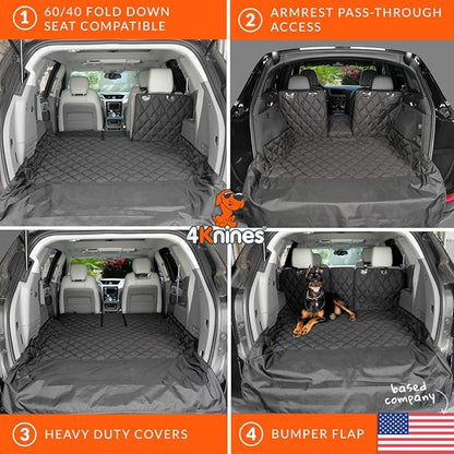 4Knines Split Cargo Liner for SUV – for Dogs & Pets, Heavy-Duty, Waterproof Trunk Mat & Cargo Cover – Fits 60/40 Split Bench & Armrest Pass-Through – Machine Washable, Non-Slip, Durable (Large, Camo)