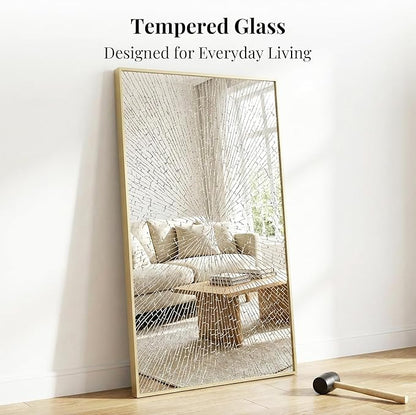 60"x30" Gold Bathroom Mirror for Wall, Metal Framed Large Vanity Mirror Over