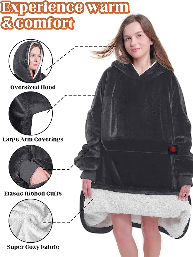 MAXEVE Heated Wearable Blanket Hoodie