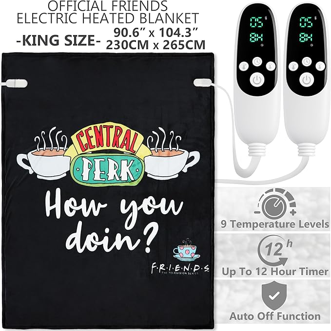Friends TV Show Heated Blanket Electric, King Size Luxurious Fleece Weighted