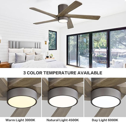 WINGBO 48 Inch Flush Mount DC Ceiling Fan