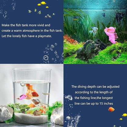 onesimcr Floating Fish Tank Decorations, Aquarium Decorations, Lovely Diver Fish Tank Decorations, Floating Device Fish Tank Accessories，Suitable for All Kinds of Fish Tanks(Purple)…
