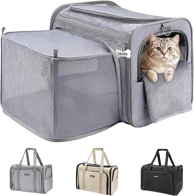 MIDOG Cat Carrier Soft for Small to Medium-Sized Cats,Up to 25 Lbs, TSA Airline Approved Soft Sided Pet Carrier,Collapsible Travel Cat Carry Bag(Grey)