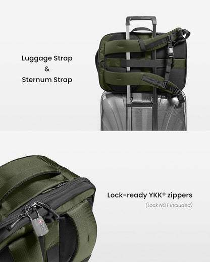 tomtoc Travel Backpack 40L, TSA Friendly Flight Approved Carry-on Luggage Hand Water-resistant Lightweight Business Rucksack, Durable Large Weekender Bag Daypack Fits 17.3 Inch Laptop